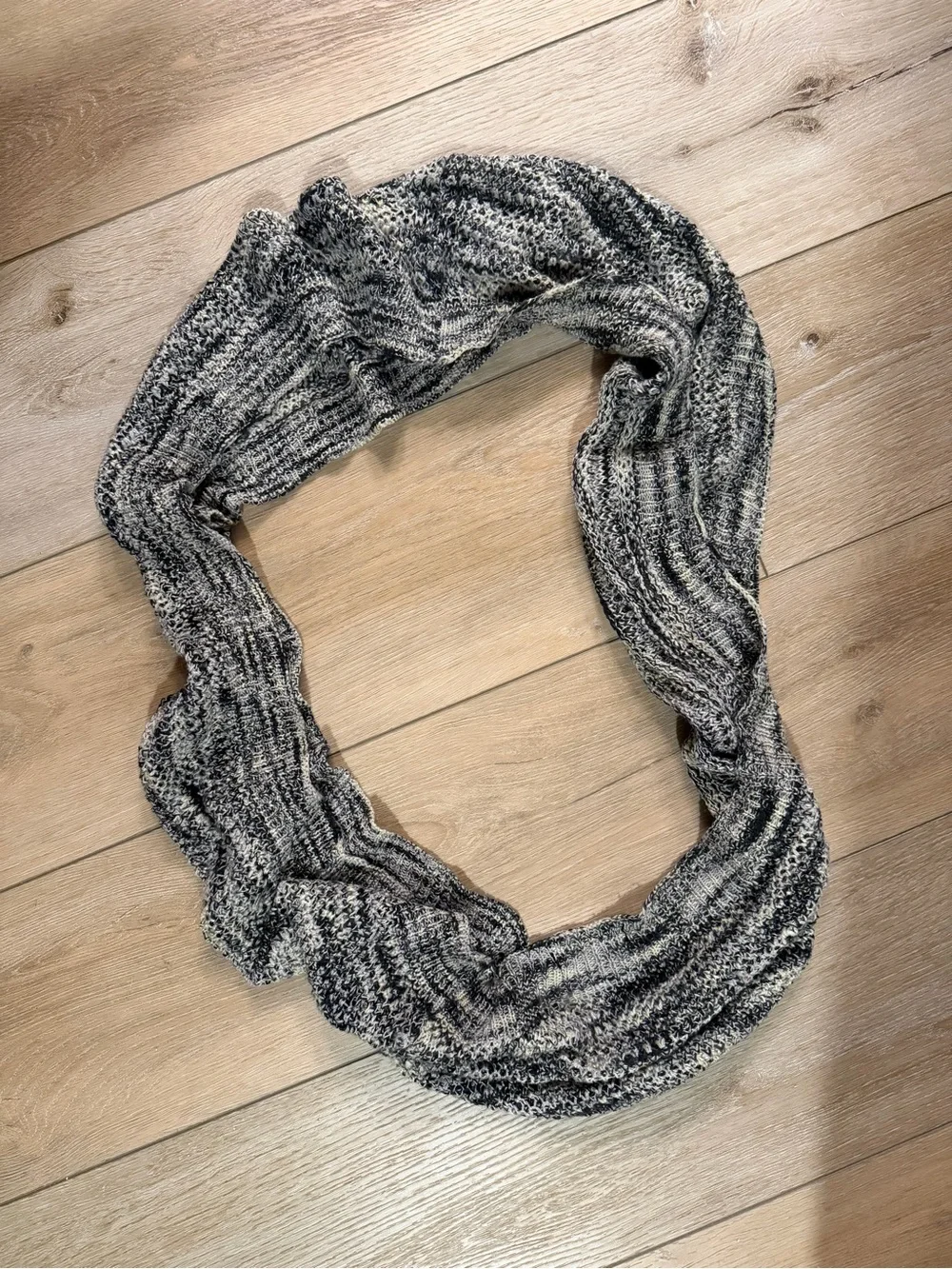 Maurices Black & Cream Knit Infinity Scarf
